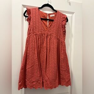 Burnt Orange Eyelet V-Neck Romper